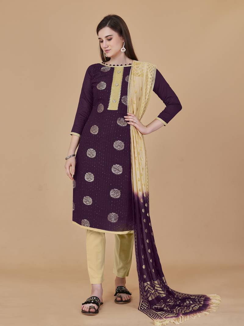 Multicolor woven cotton salwar
