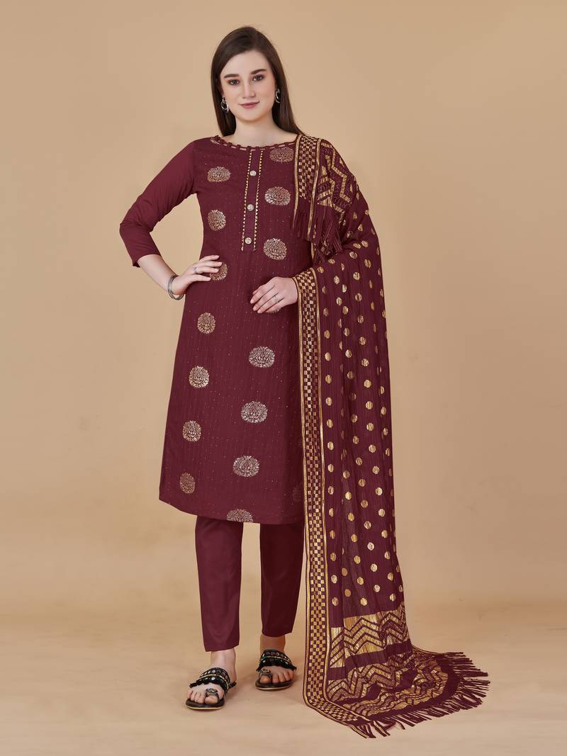 Multicolor woven cotton salwar