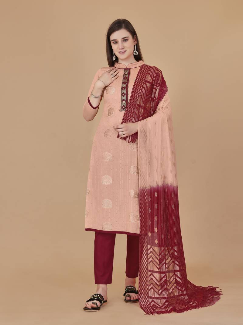 Multicolor woven cotton salwar
