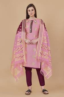 Pink woven cotton salwar