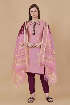 Pink woven cotton salwar