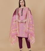 Pink woven cotton salwar
