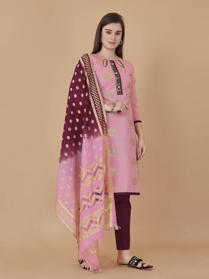 Pink woven cotton salwar