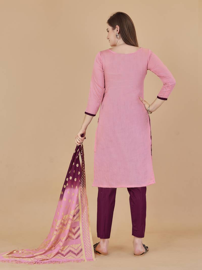 Pink woven cotton salwar