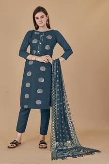 Multicolor woven cotton salwar