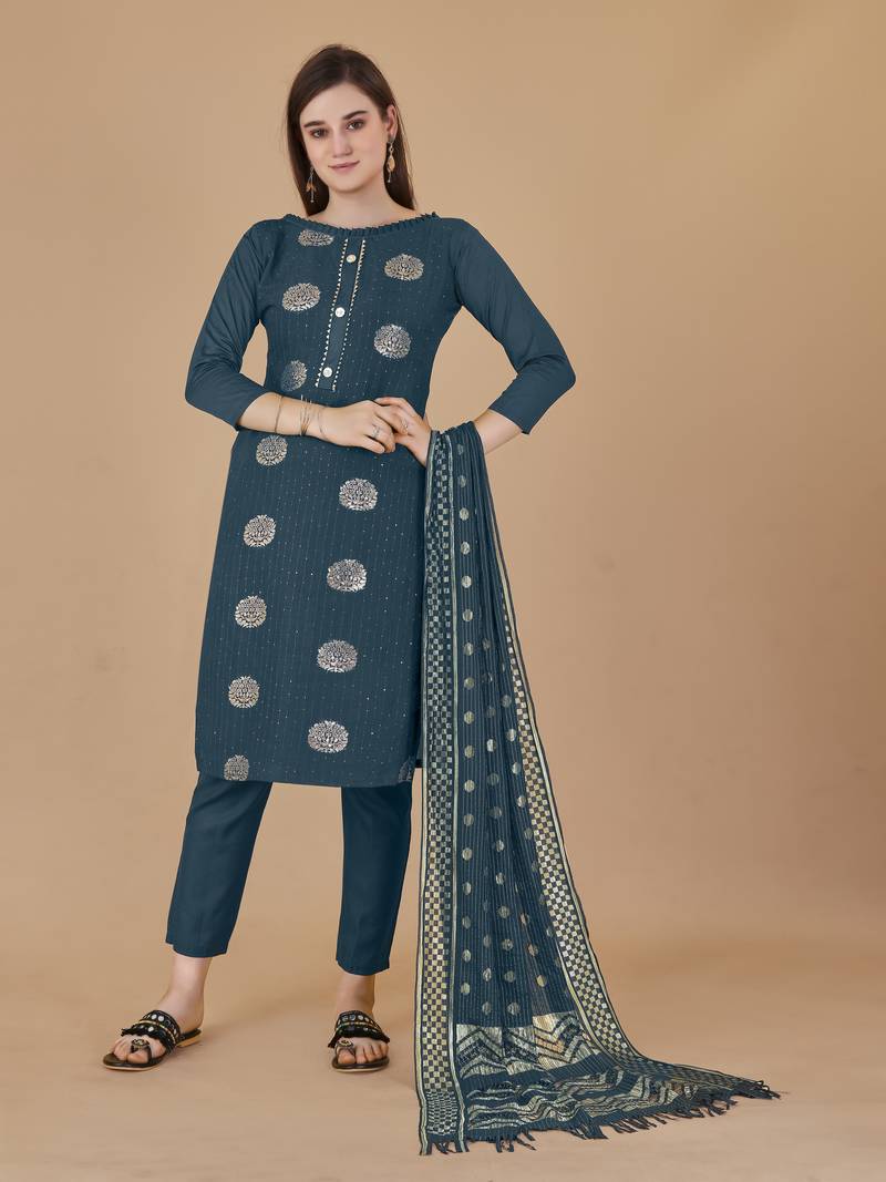 Multicolor woven cotton salwar