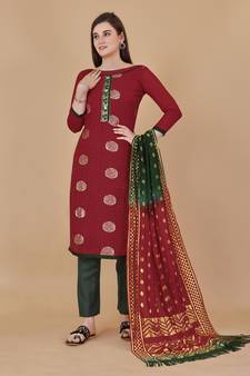 Red woven cotton salwar