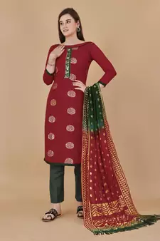 Red woven cotton salwar
