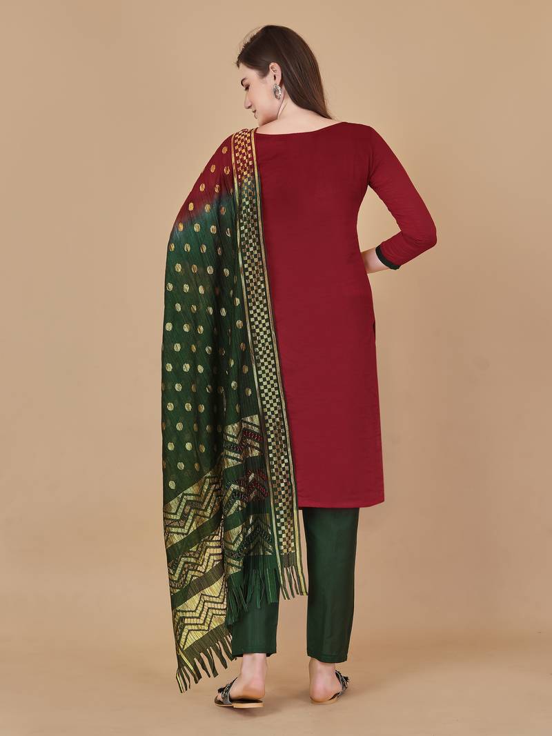 Red woven cotton salwar
