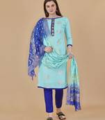 Green woven cotton salwar