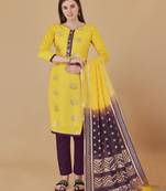 Yellow woven cotton salwar