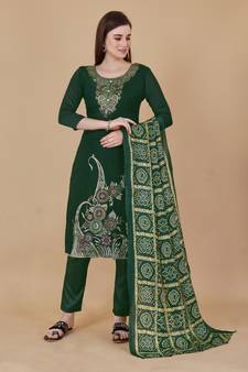 Green woven jacquard salwar
