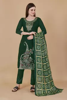 Green woven jacquard salwar