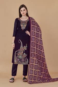 Purple woven jacquard salwar