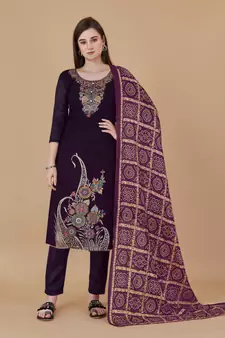 Purple woven jacquard salwar