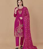 Pink woven jacquard salwar