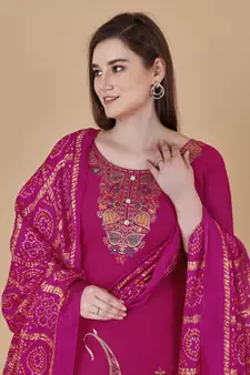 Pink woven jacquard salwar