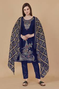 Blue woven jacquard salwar