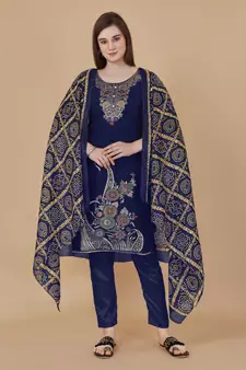 Blue woven jacquard salwar