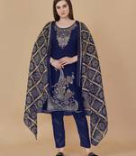 Blue woven jacquard salwar