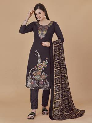 Brown woven jacquard salwar 1