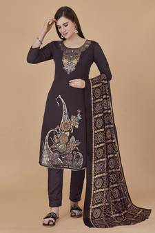 Brown woven jacquard salwar