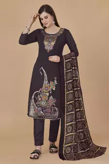 Brown woven jacquard salwar
