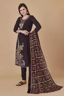 Brown woven jacquard salwar