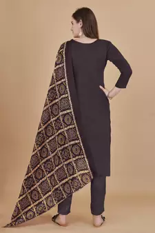 Brown woven jacquard salwar