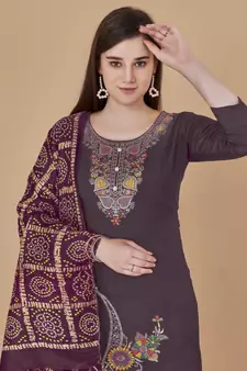 Brown woven jacquard salwar