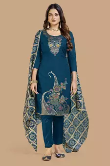 Blue woven jacquard salwar