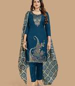 Blue woven jacquard salwar