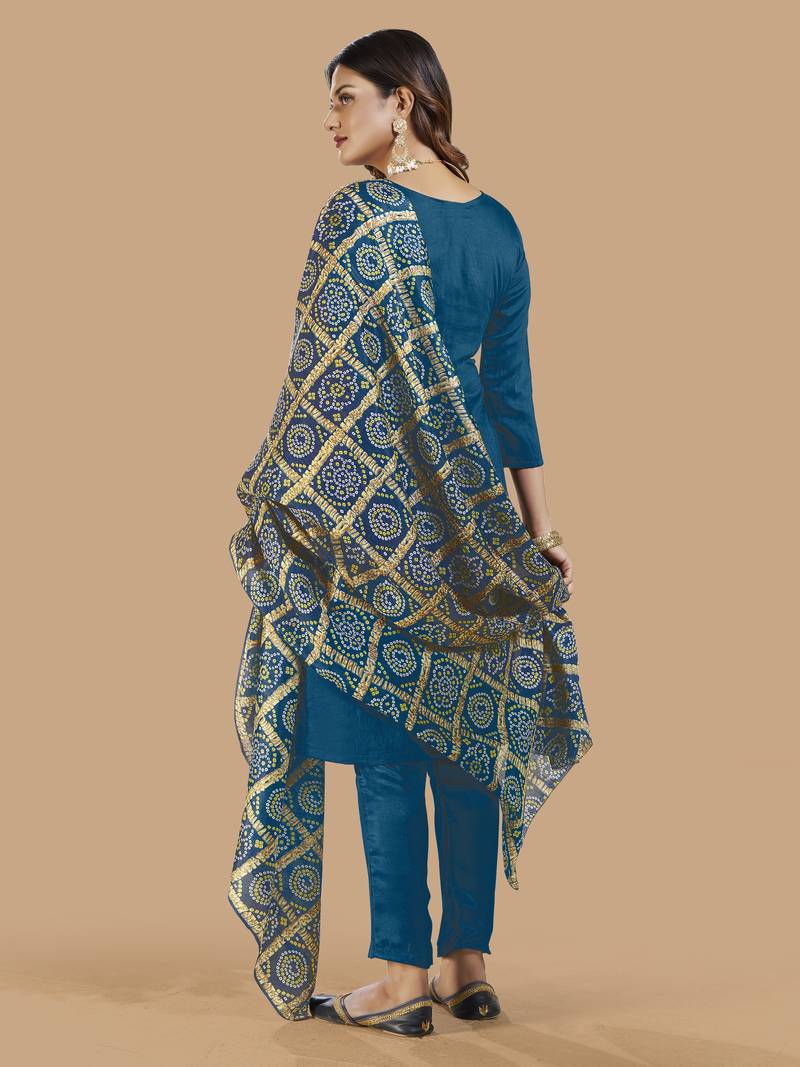 Blue woven jacquard salwar