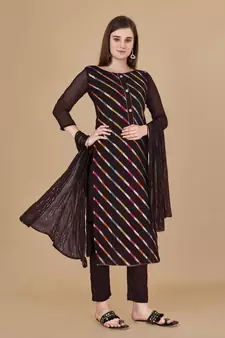 Brown woven jacquard salwar