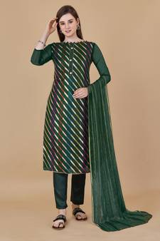 Green woven jacquard salwar