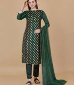 Green woven jacquard salwar