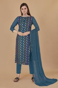 Blue woven jacquard salwar