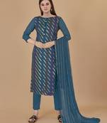 Blue woven jacquard salwar