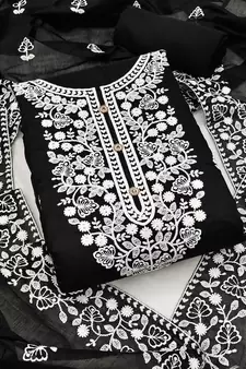 Black embroidered cotton salwar