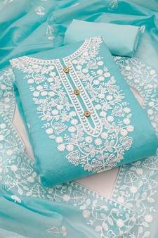 Blue embroidered cotton salwar