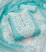 Blue embroidered cotton salwar