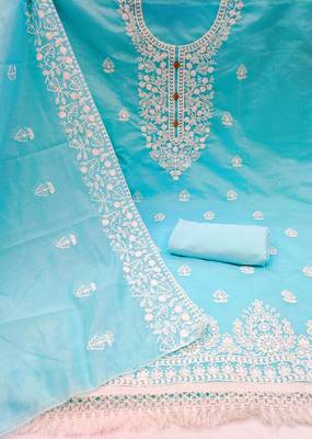 Blue embroidered cotton salwar 2