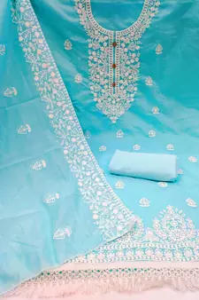 Blue embroidered cotton salwar
