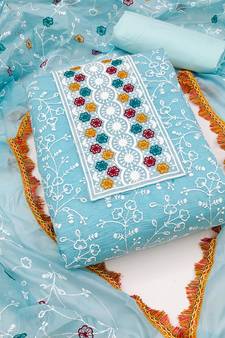 Blue embroidered chanderi salwar