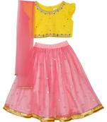 Yellow hand woven cotton girls-top-bottom