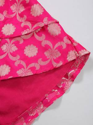 Yellow hand woven silk blend girls-top-bottom 4
