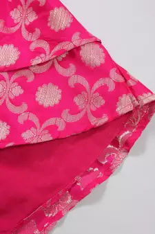 Yellow hand woven silk blend girls-top-bottom