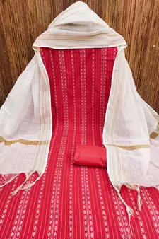 Red woven cotton salwar