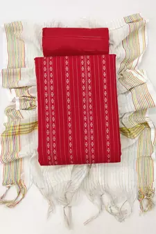 Red woven cotton salwar
