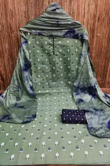 Green woven cotton salwar